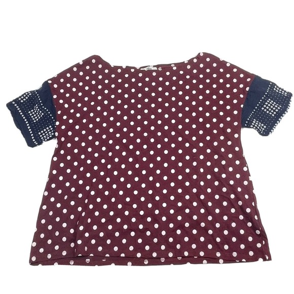 Anthropologie Women’s Size Small Lilis Closet Boxey Polka Dot Blouse Top - Picture 1 of 12